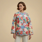 Oversized Floral Cardigan Round Neck for Women Fashion Grand