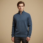 Men Half Zip High Collar Thick Knit Jumper Sweater Fashion Grand