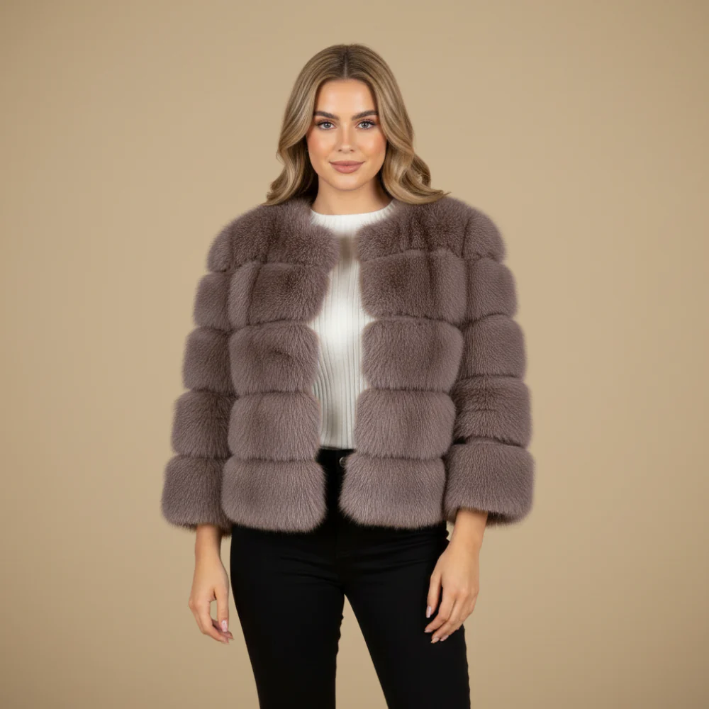 Women's Minimalist Cropped Warm Round Neck Coat Fashion Grand