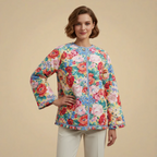 Oversized Floral Cardigan Round Neck for Women Fashion Grand