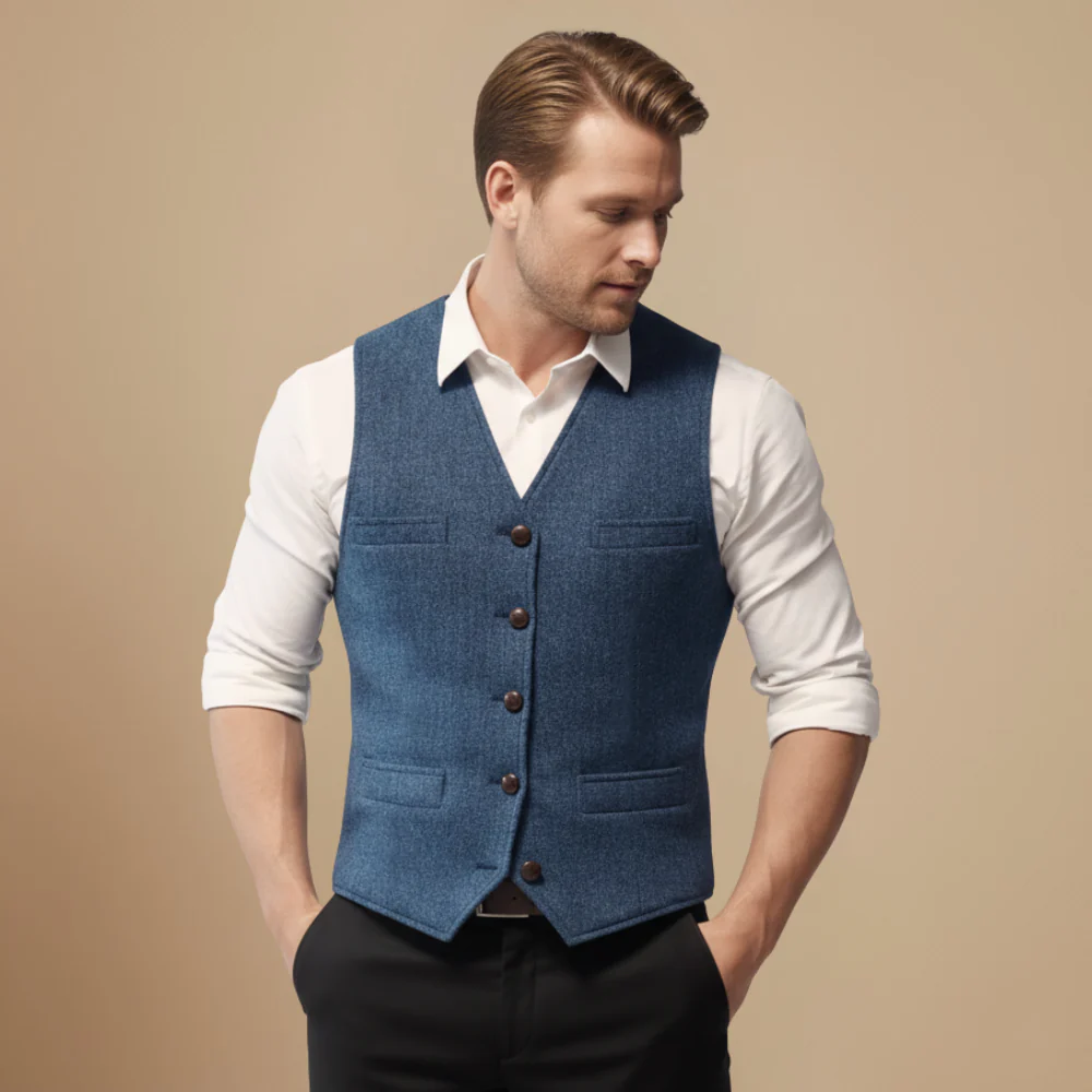 Men's Tailored Gilet Button Up Layering Look Fashion Grand