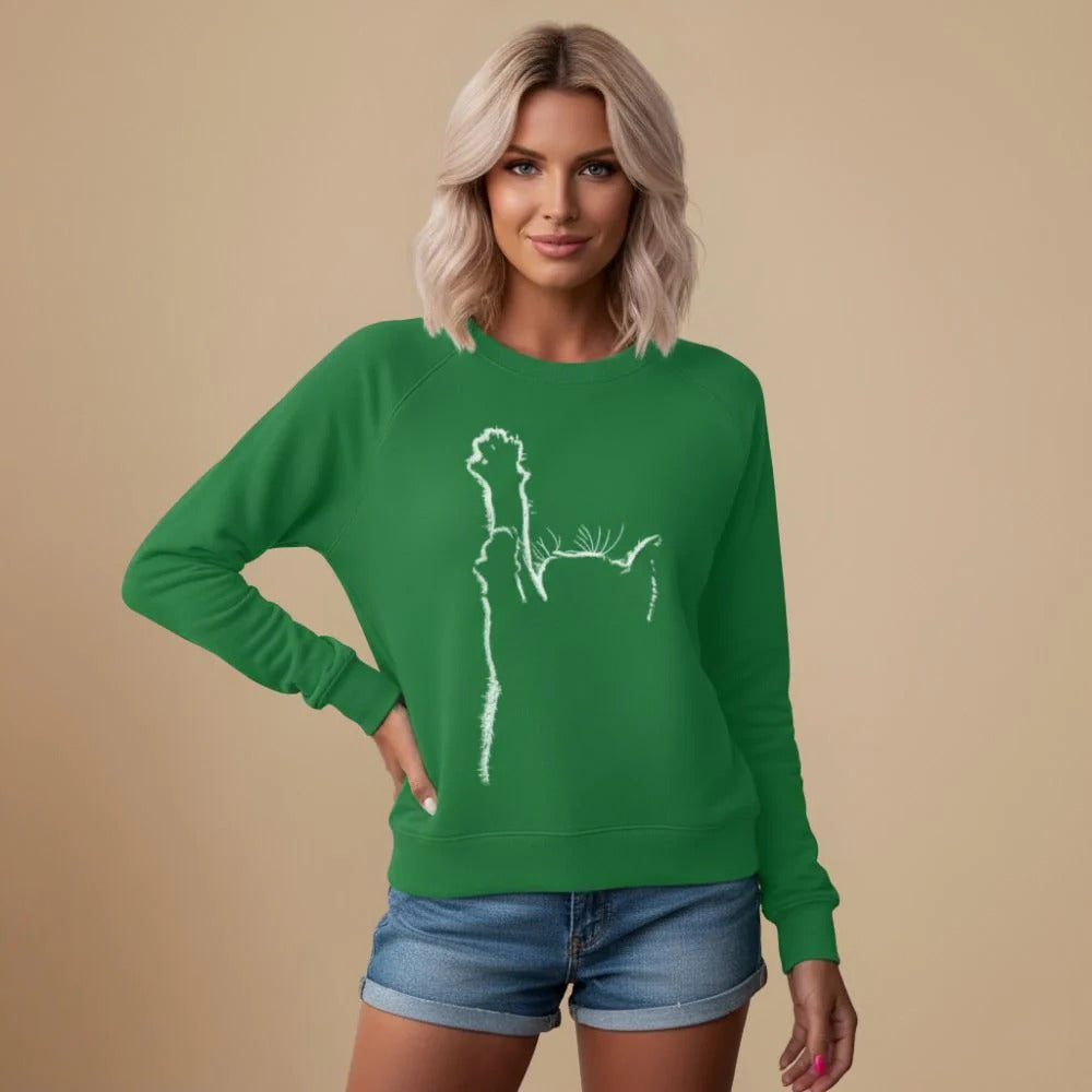 Women's Round Neck Sweatshirt with Cat Graphic Print&nbsp; Fashion Grand