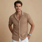 Solid Colours Men's Short Sleeve Button Shirt Fashion Grand