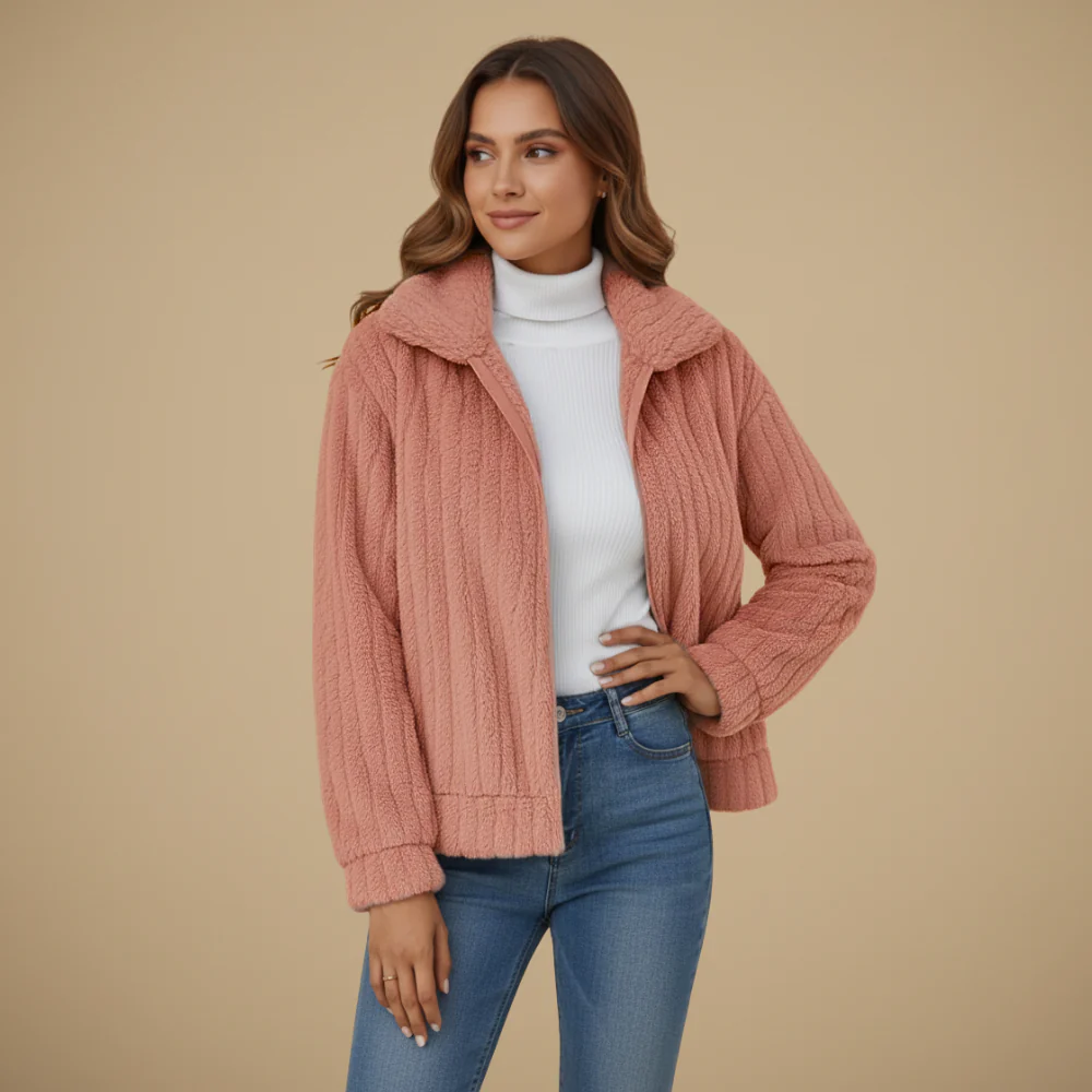 Women's Soft Lapel Zip Front Winter Jacket Fashion Grand