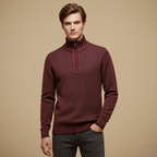 Men Half Zip High Collar Thick Knit Jumper Sweater Fashion Grand