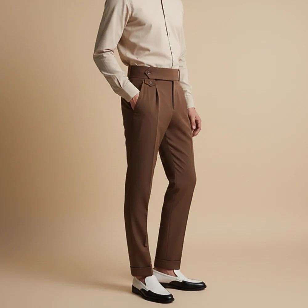 Men's Formal High Rise Straight Trousers Fashion Grand