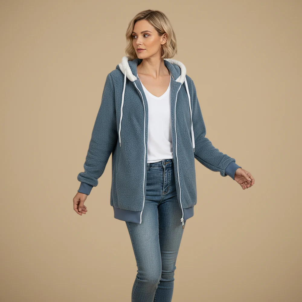 Women's Warm Fuzzy Zip Hoodie Fashion Grand