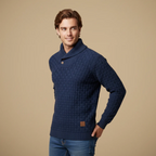 Men's knitted sweater with button collar Fashion Grand