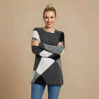 Women's Loose Sweater Geometric Patchwork Design Fashion Grand