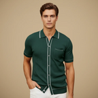 Men's Button Up Knitted Polo Shirt Fashion Grand