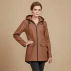 Lightweight Women's Hooded Zip Front Raincoat Fashion Grand