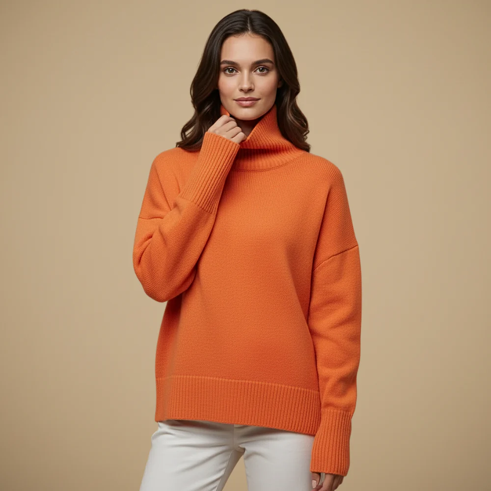 Chunky Knit Oversized High Neck Jumper for Women Fashion Grand