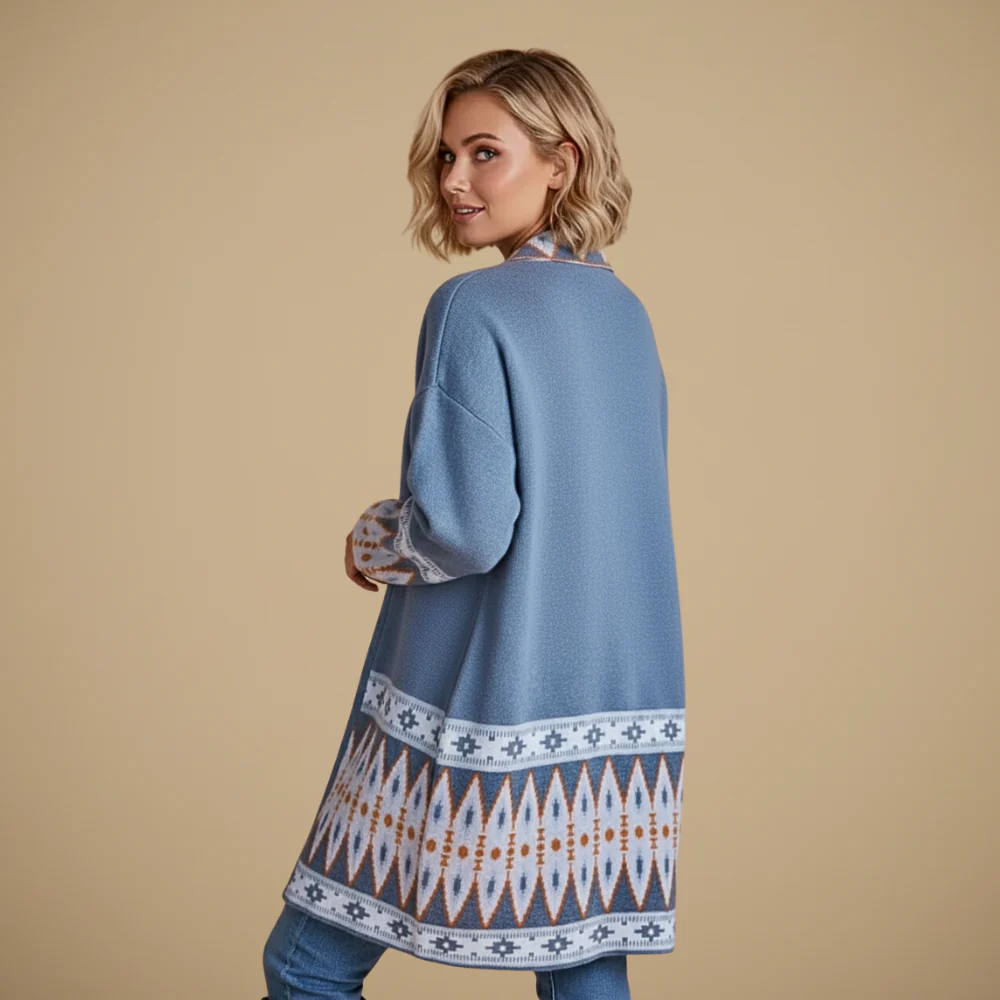 Mid-Length Open Patterned Cardigan for Women Fashion Grand