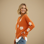 Daisy Embroidered Button-Up Cardigan for Women Fashion Grand
