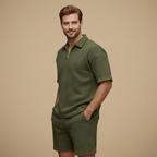 Men's casual short sleeve textured set Fashion Grand