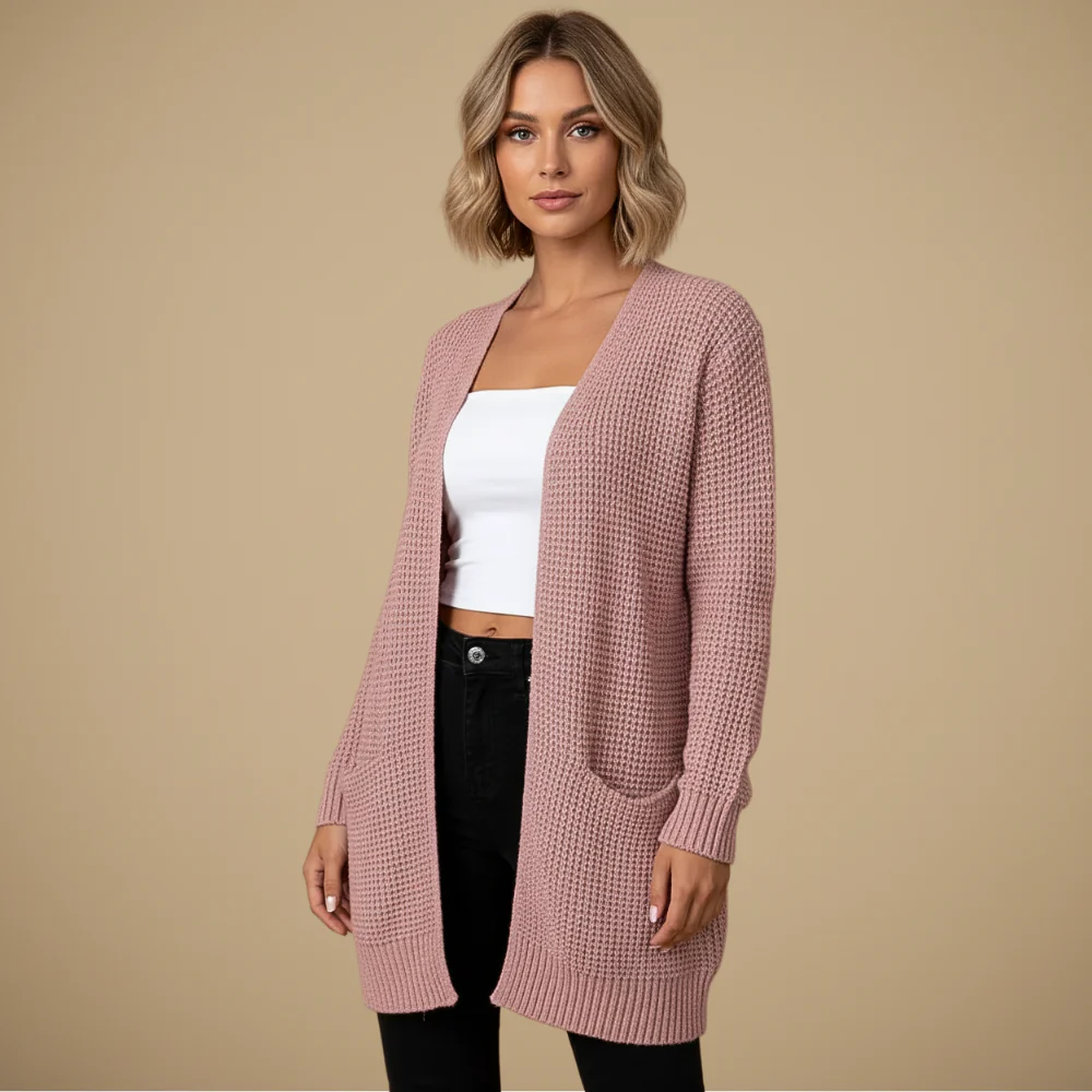 Women's Long Open Front Knit Cardigan Fashion Grand
