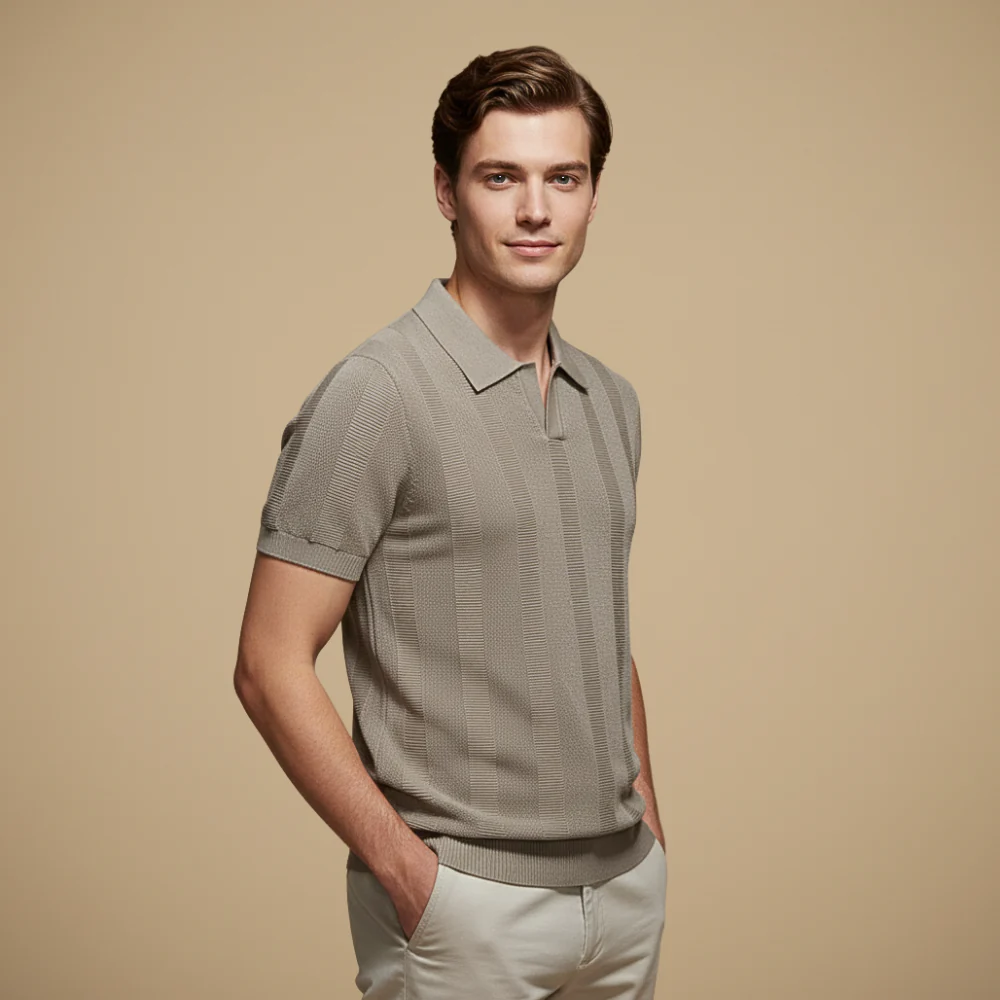 Men's v-neck collar short sleeve polo shirt