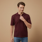Men's short sleeved geometric design polo shirt