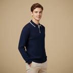 Men's button collar long sleeve polo shirt