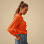 Solid Colours Women's Ruffle V-Neck Blouse Fashion Grand