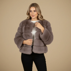Women's Minimalist Cropped Warm Round Neck Coat Fashion Grand