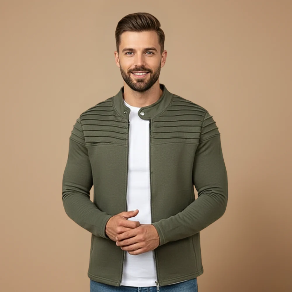 Men’s slim fit zip with long sleeves jacket