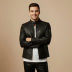 Men's Slim Fit Biker Jacket Stand Collar Fashion Grand