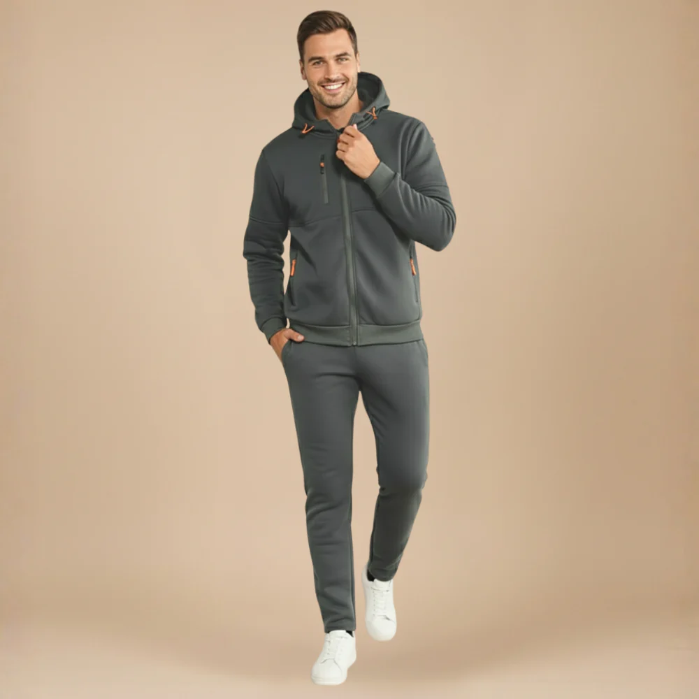 Men’s zip hooded tracksuit jogger set