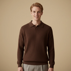 Men's slim fit long sleeve polo shirt