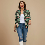 Women's Casual Print Long Sleeve Bomber Jacket Fashion Grand