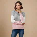 Ladies Colour Block Striped Knitted Jumper Sweater Fashion Grand