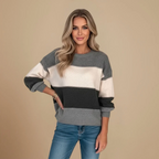 Loose Sweater Horizontal Color Block for Women Fashion Grand