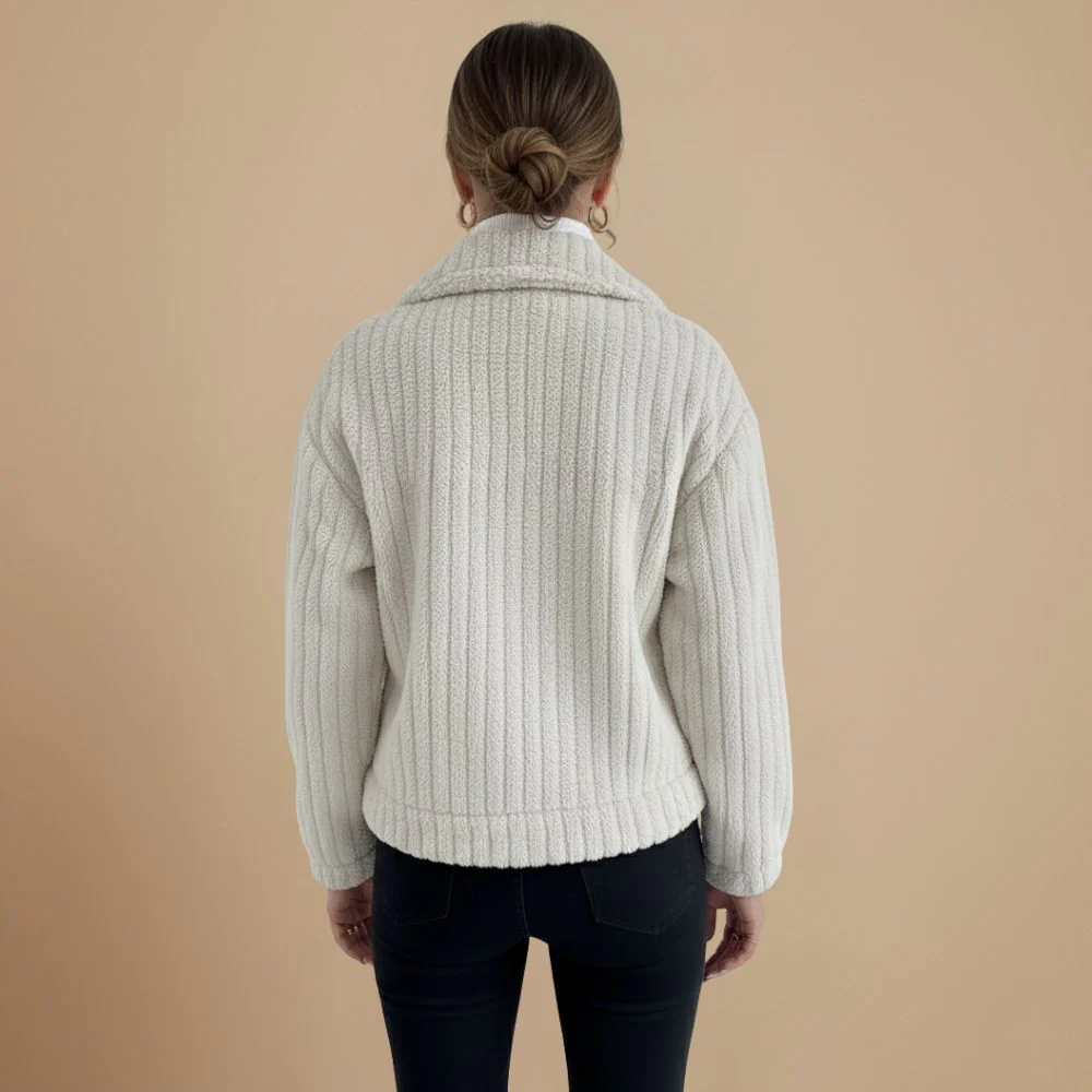 Ladie's Warm Soft Buttoned Shirt Collar Jacket Fashion Grand