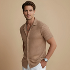 Solid Colours Men's Short Sleeve Button Shirt Fashion Grand
