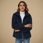 Women's Soft Lapel Zip Front Winter Jacket Fashion Grand