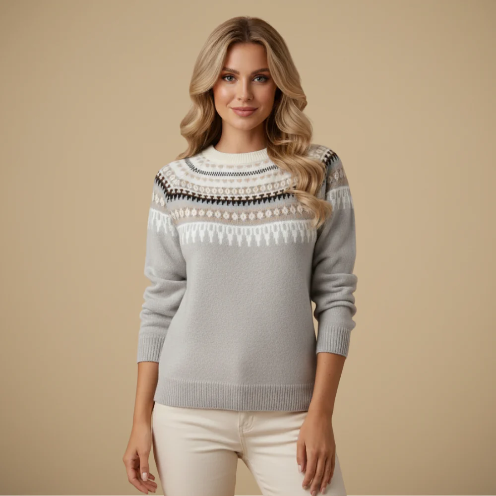 Fair Isle Thick Knit Pullover for Women Fashion Grand