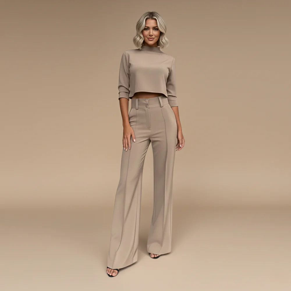 Women's Elegant Crop Top Wide Leg Co-ord Fashion Grand