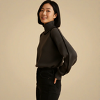 Women's Knitted Turtleneck Sweater with Contrast Trim Fashion Grand