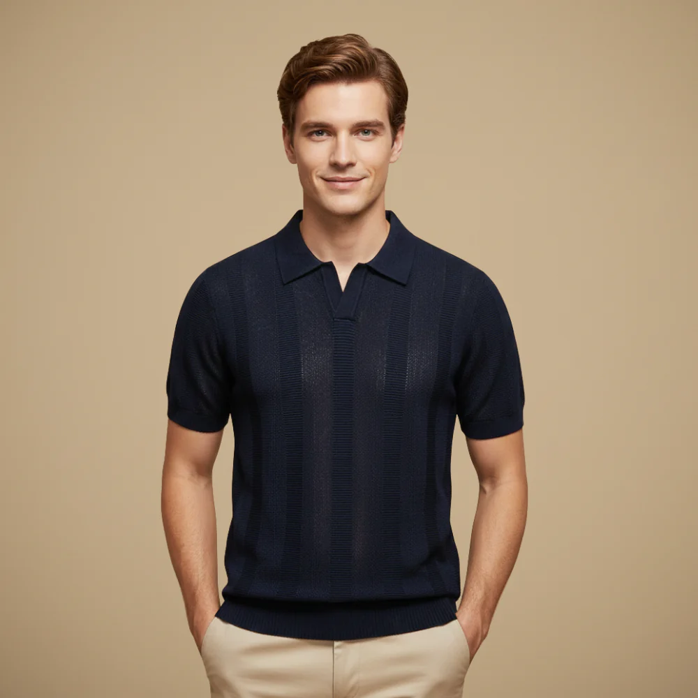 Men's v-neck collar short sleeve polo shirt