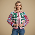 Women's Quilted Jacket with Floral Print Fashion Grand