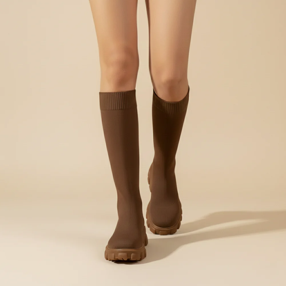 Women's elasticated mid calf boots Fashion Grand