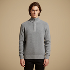 Men Half Zip High Collar Thick Knit Jumper Sweater Fashion Grand