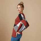 Women's Loose Sweater Geometric Patchwork Design Fashion Grand
