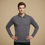 Men's long sleeve polo shirt with turned-down collar