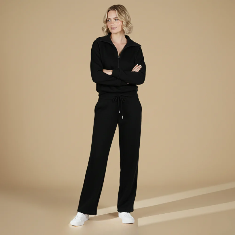 Women's casual quarter zip-up tracksuit set