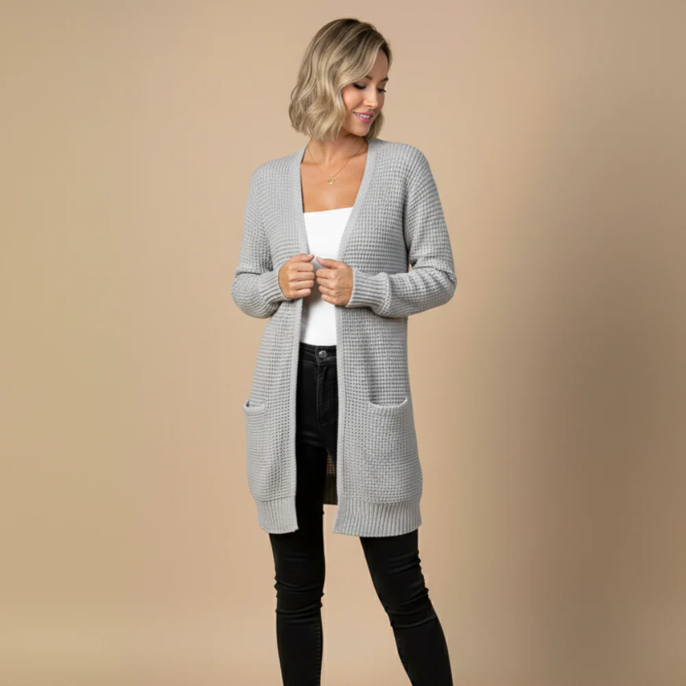 Women's Long Open Front Knit Cardigan Fashion Grand