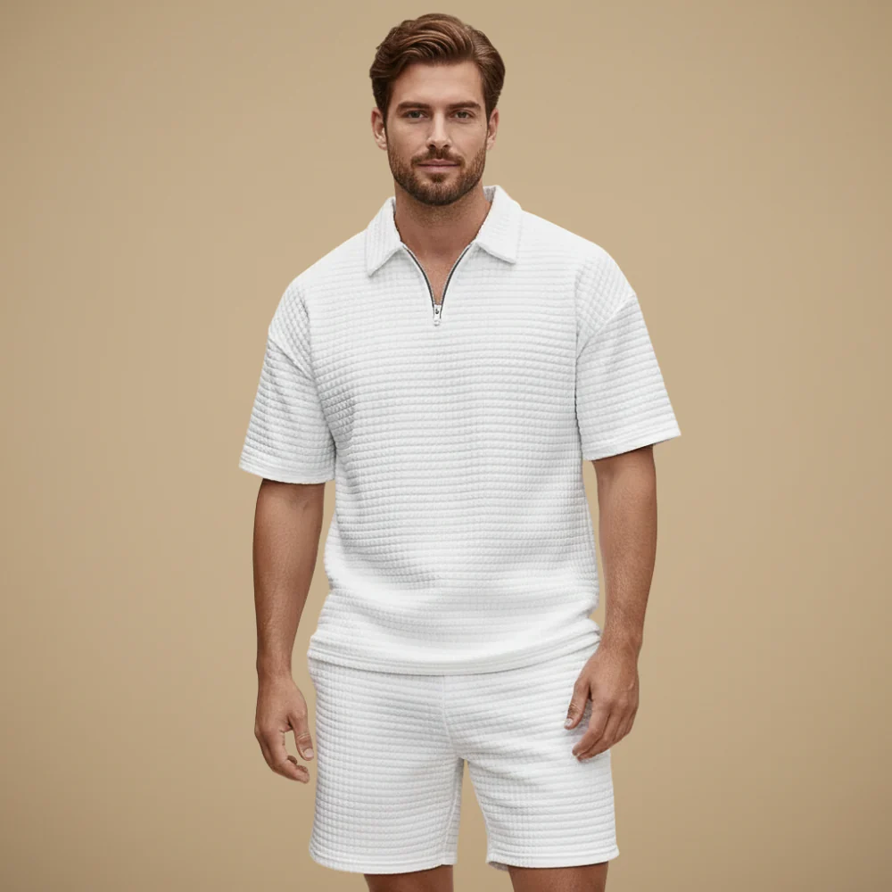 Men's casual short sleeve textured set Fashion Grand