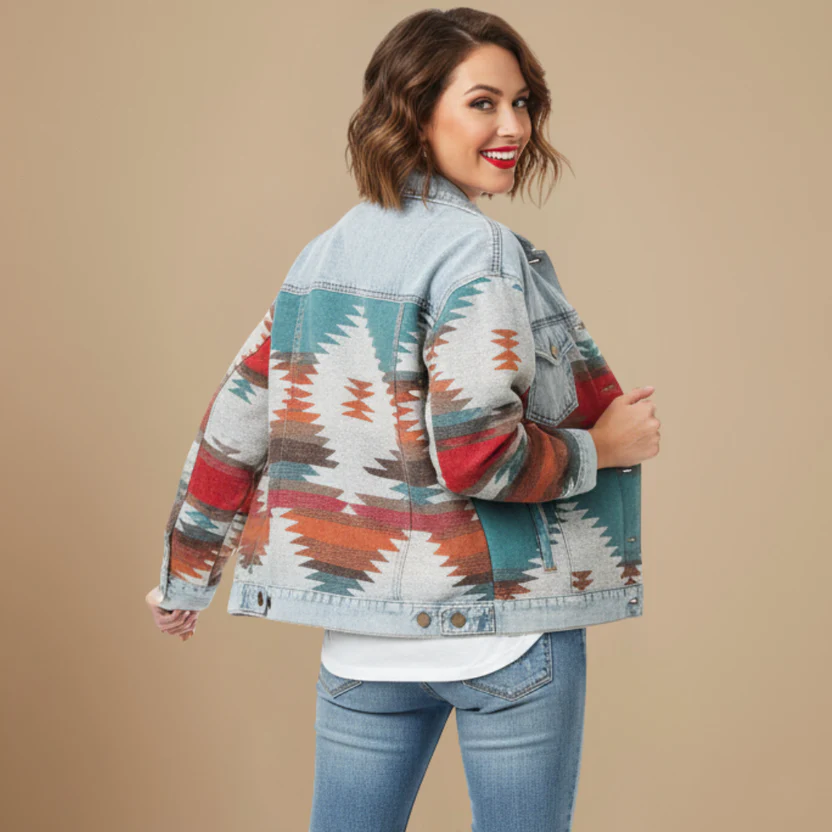 Retro Patchwork Button Closure Jacket for Women Fashion Grand