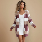 Women's Striped V Neck Soft Long Cardigan Fashion Grand