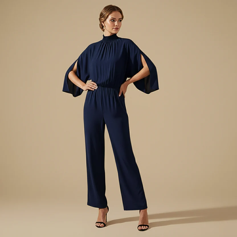 Women's Flowing Formal High-Neck Jumpsuit Fashion Grand
